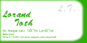 lorand toth business card